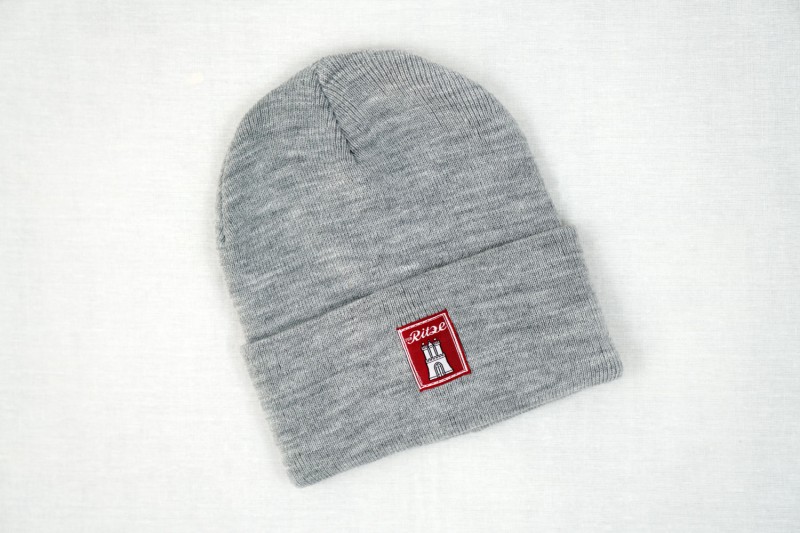 Strick-Beanie mit Umschlag - Ritze / Hamburg - hellgrau