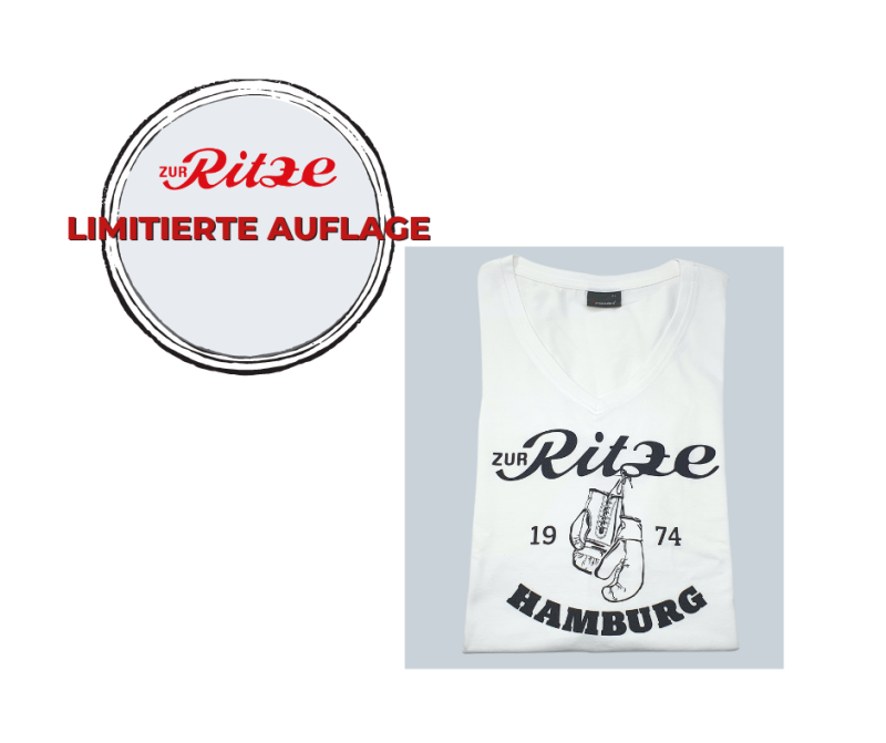 Frauen T-Shirt - LIMITIERTE AUFLAGE "Zur Ritze Boxhandschuhe 1974" weiß mit weißen Boxhandschuhen